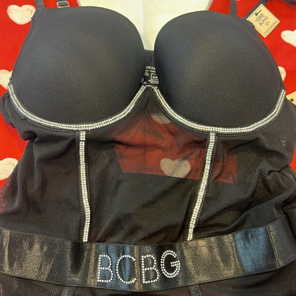 BCBGeneration Other - NWT Size Med. Black Bling push-up BCBG bodysuit. Snap closure